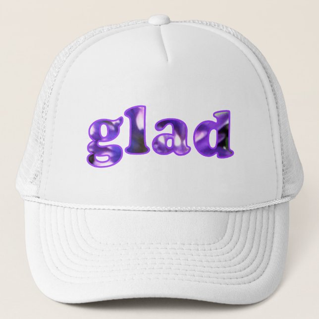 Glad spelled with purple flowers hats (Front)