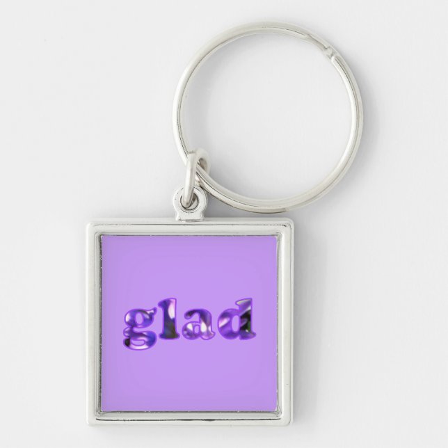 Glad spelled with purple flowers keychains (Front)