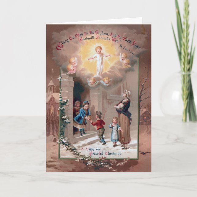 Glad Tidings Religious Victorian Christmas Card (Front)
