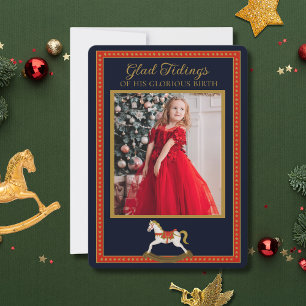 Glad Tidings Rocking Horse Photo Flat Holiday Card
