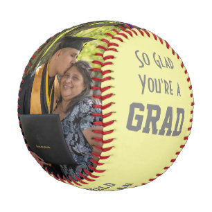 GLAD YOU'RE A GRAD 2 Photo Monogram Graduation Baseball