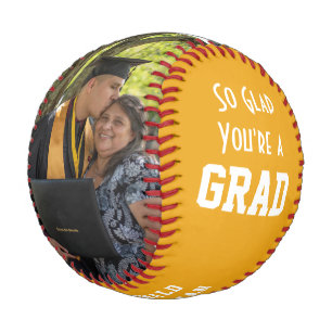 GLAD YOU'RE A GRAD 2 Photo Monogram Graduation Baseball