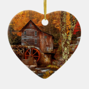 Glade Creek Grist Mill Ceramic Tree Decoration
