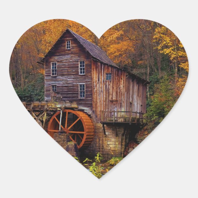 Glade Creek Grist Mill Heart Sticker (Front)