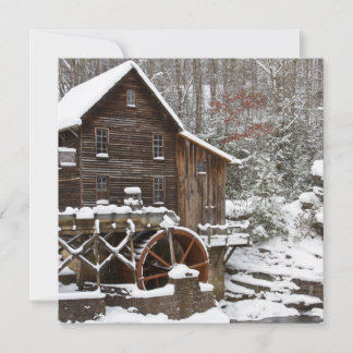 Glade Creek Grist Mill in Winter Holiday Card