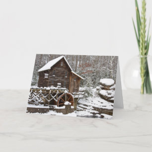 Glade Creek Grist Mill in Winter Holiday Card