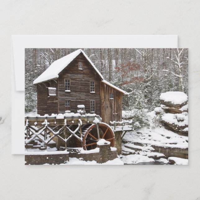 Glade Creek Grist Mill in Winter Holiday Card (Front)