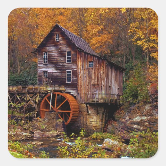 Glade Creek Grist Mill Square Sticker (Front)