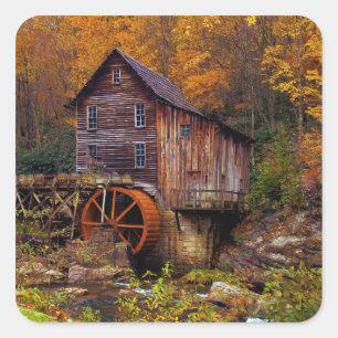 Glade Creek Grist Mill Square Sticker