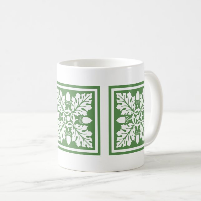 Glade Green Acorn and Leaf Tile Design Coffee Mug (Front Right)