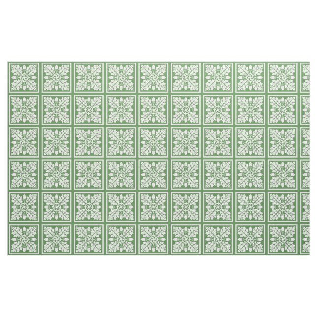 Glade Green Acorn and Leaf Tile Design Fabric (Fat Quarter)