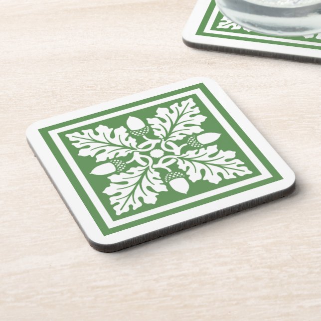 Glade Greent Acorn and Leaf Tile Design Coaster (Left Side)