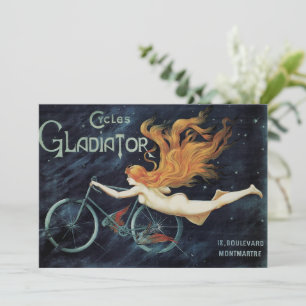 Gladiator Cycles, Vintage Victorian Art Nouveau Invitation