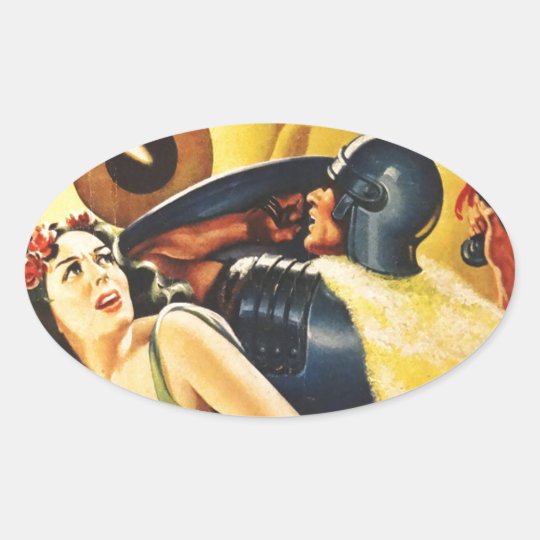 Gladiator Fights an Eyeball Oval Sticker