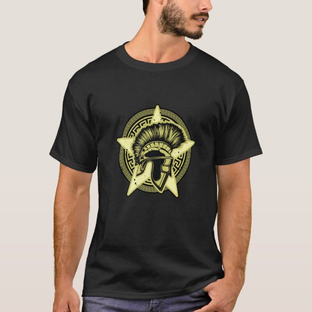 Gladiator Helmet Spartan Workout Symbol Gym Greek  T-Shirt (Front)