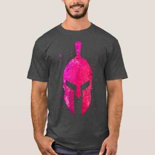 Gladiator Helmet Symbol Pink Spartan Girl Workout  T-Shirt