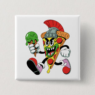 Gladiator Pizza Slice Italian Brainrot 15 Cm Square Badge