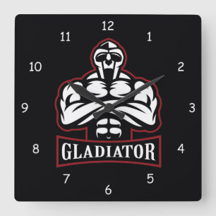 Gladiator Silhouette Square Wall Clock