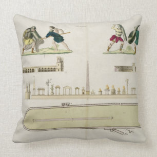Gladiators and a plan of the circus of Caracalla, Cushion