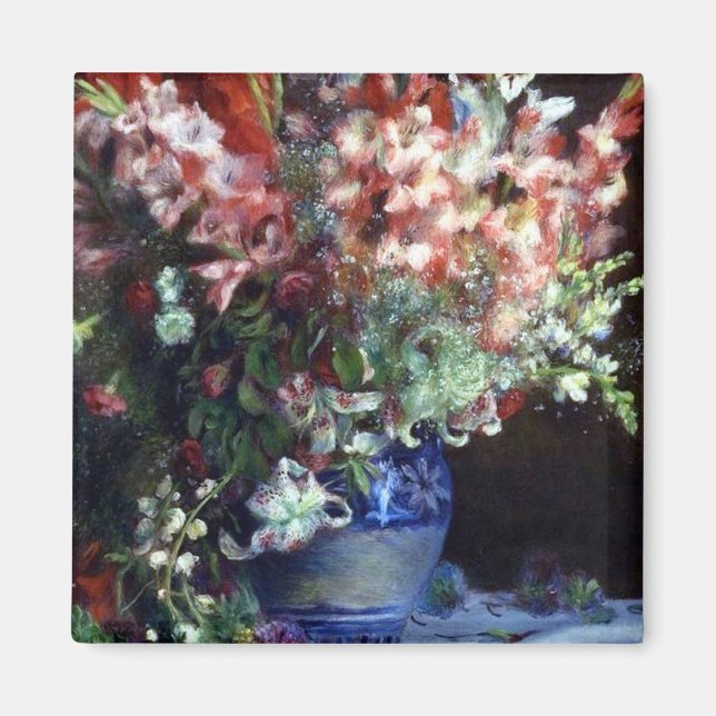 Gladiolas in a Vase by Pierre Auguste Renoir Magnet (Front)