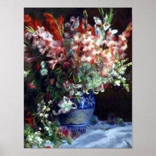 Gladiolas in a Vase, Pierre Auguste Renoir Art Poster