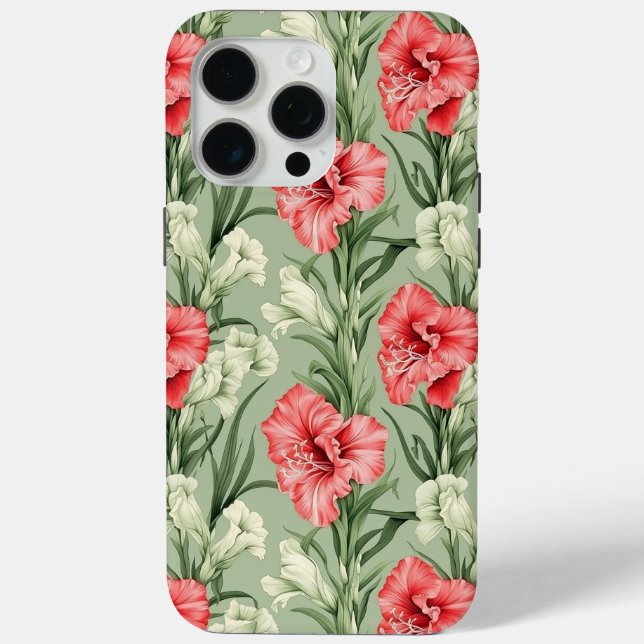 Gladioli Floral Botanical Print Design Tough  Case-Mate iPhone Case (Back)