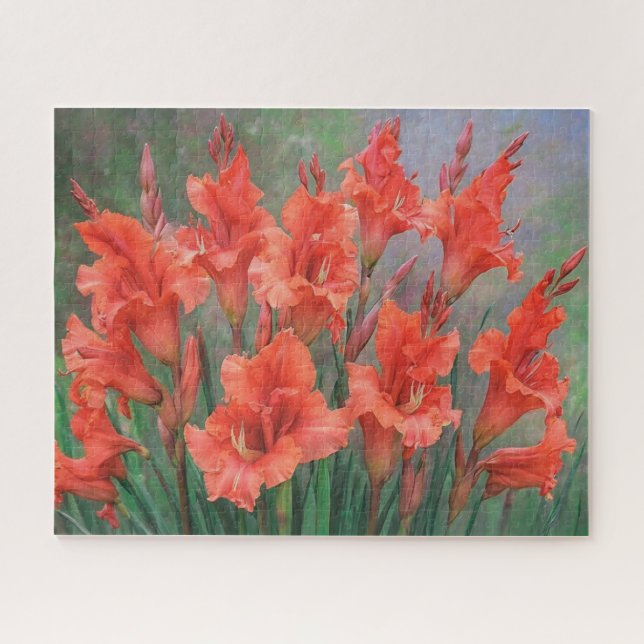 Gladioli Flowers Red Blooms Floral Picture Jigsaw Puzzle (Horizontal)