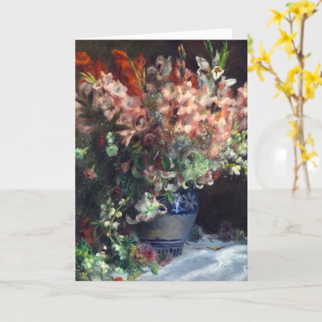 Gladioli in a Vase by Auguste Renoir Art Card (Yellow Flower)
