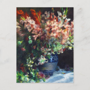 Gladioli in a Vase Pierre Auguste Renoir painting Postcard