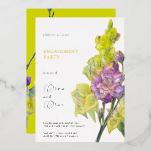 Gladiolus And Calla Flowers Foil Invitation
