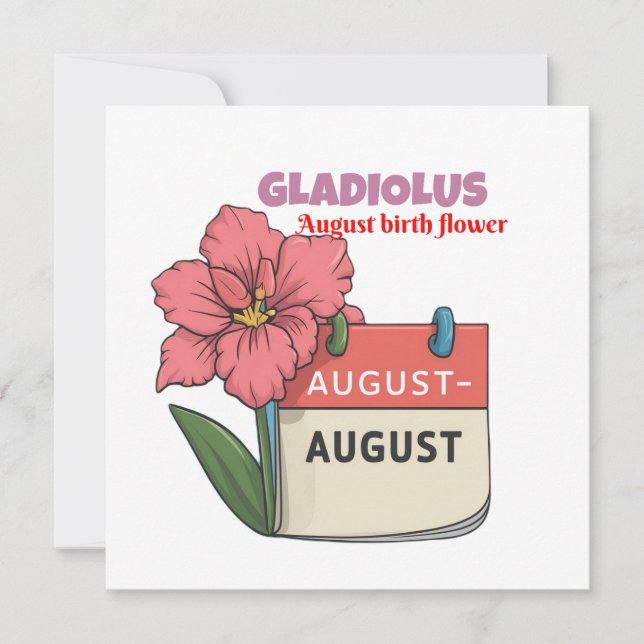 Gladiolus - Birth Flower For August Save The Date (Front)
