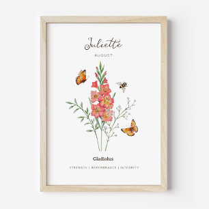 Gladiolus Birth Month Flower Poster