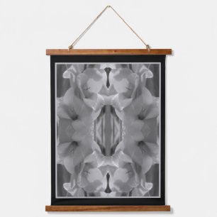 Gladiolus Flower Black And White Abstract   Hanging Tapestry