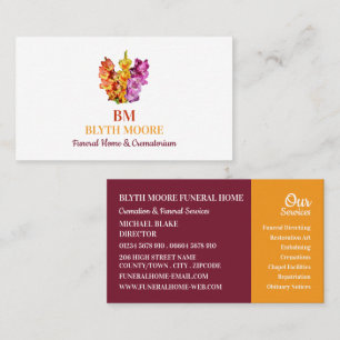Gladiolus Flowers, Funeral Home, Directors Business Card