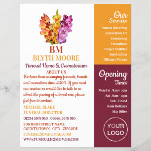 Gladiolus Flowers, Funeral Home, Directors Flyer