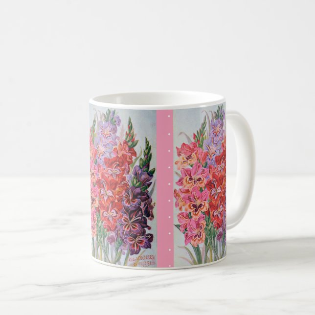 Gladiolus Glad Coffee Vintage Label Floral Mug (Front Right)