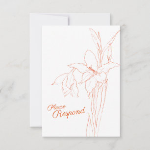 Gladiolus line art botanic RSVP wedding Card