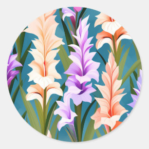Gladiolus Minimalist Abstract Pattern Classic Round Sticker