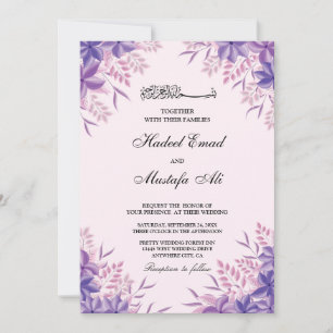 gladiolus purple islamic wedding invitations