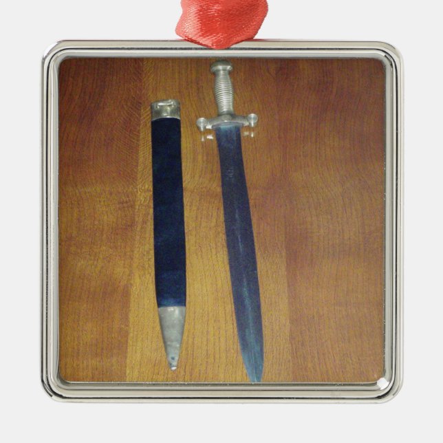 Gladius Pattern Sword Metal Tree Decoration (Front)