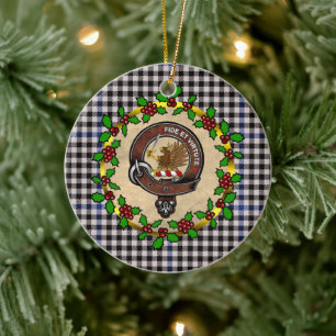Gladstone Badge & Tartan Personalised Christmas Ceramic Ornament