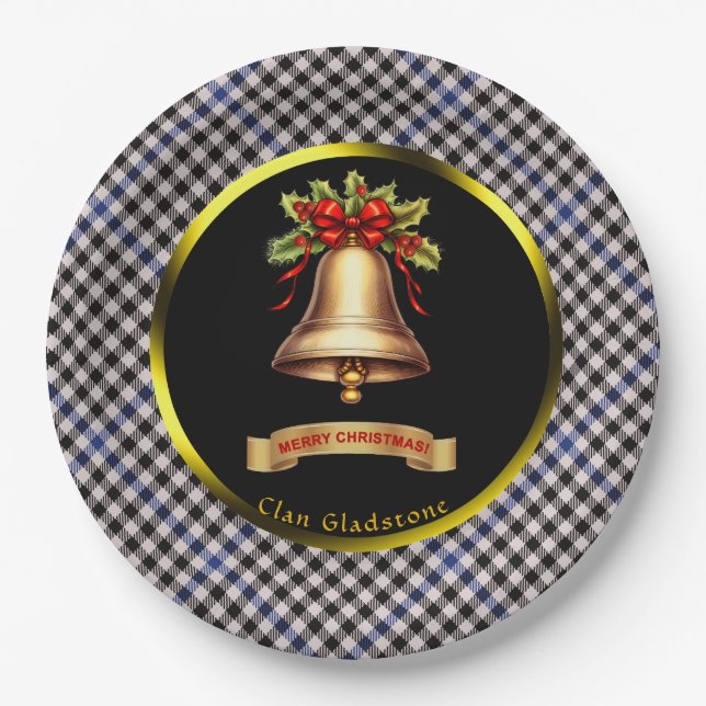 Gladstone Tartan Personalised Christmas Paper Plate (Front)