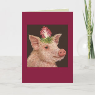 Gladys the pig greeting card