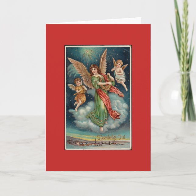 GLAEDELIG JUL CHRISTMAS ANGEL BLANK Card (Front)