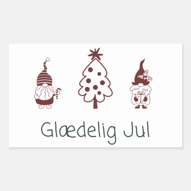 Glædelig jul, Danish Happy Christmas  Rectangular Sticker (Front)