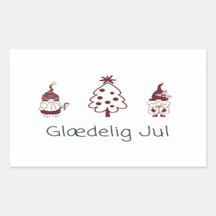 Glædelig jul, Danish Happy Christmas  Rectangular Sticker