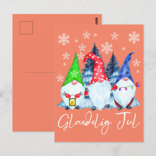 Glaedelig Jul Nordic Gnomes Tomte Nisse Danish Postcard