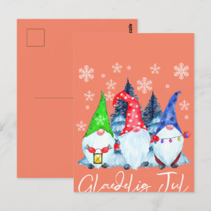 Glaedelig Jul Nordic Gnomes Tomte Nisse Danish Postcard