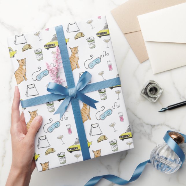 Glam 1960s Cocktail Party Whimsical Retro Wrapping Paper (Gifting)