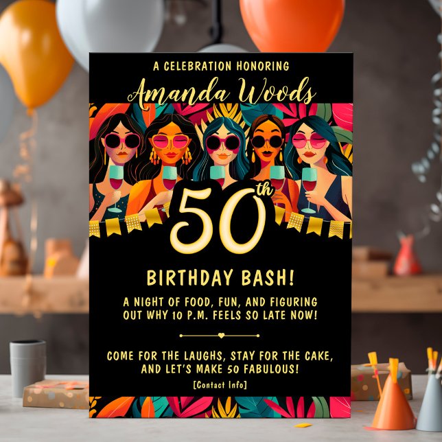 Glam 50th birthday bash with chic party design invitation (Creator Uploaded)